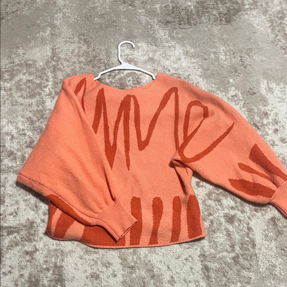 Orange And Red Patterned Sweater - image 1